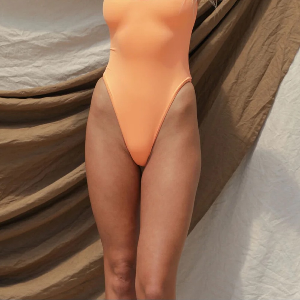 Toast swim peach high waisted one piece